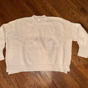 Women's Cream Sweater with Pocket